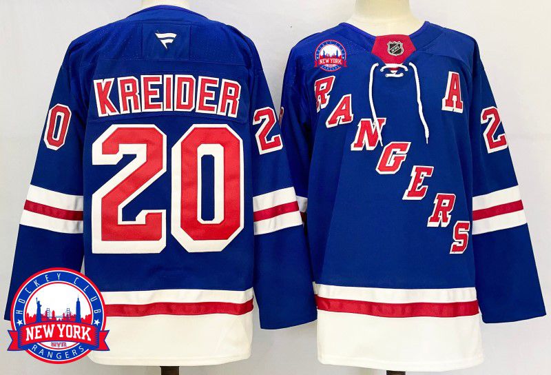 Men New York Rangers 20 Kreider Blue Fanatics 2025 NHL Jersey style 9